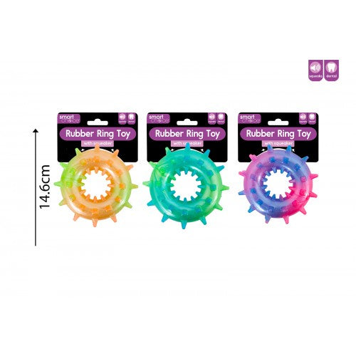 Spiky metallic rubber ring dog toy