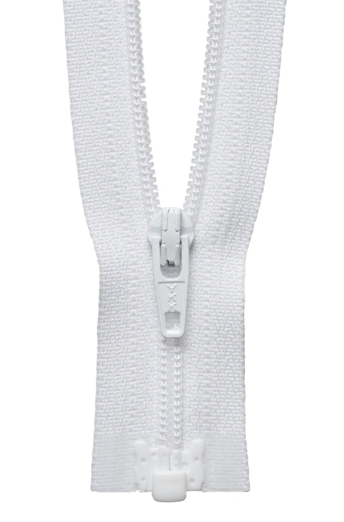 Light-Weight Open End Zip: 36cm: White