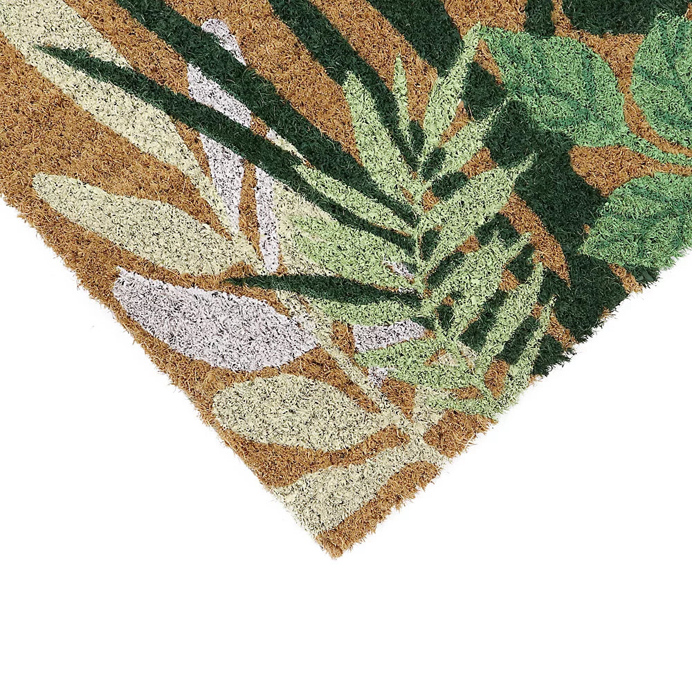 JVL Eco-Friendly Latex Backed Coir Door Mat, Greenery 45x75cm