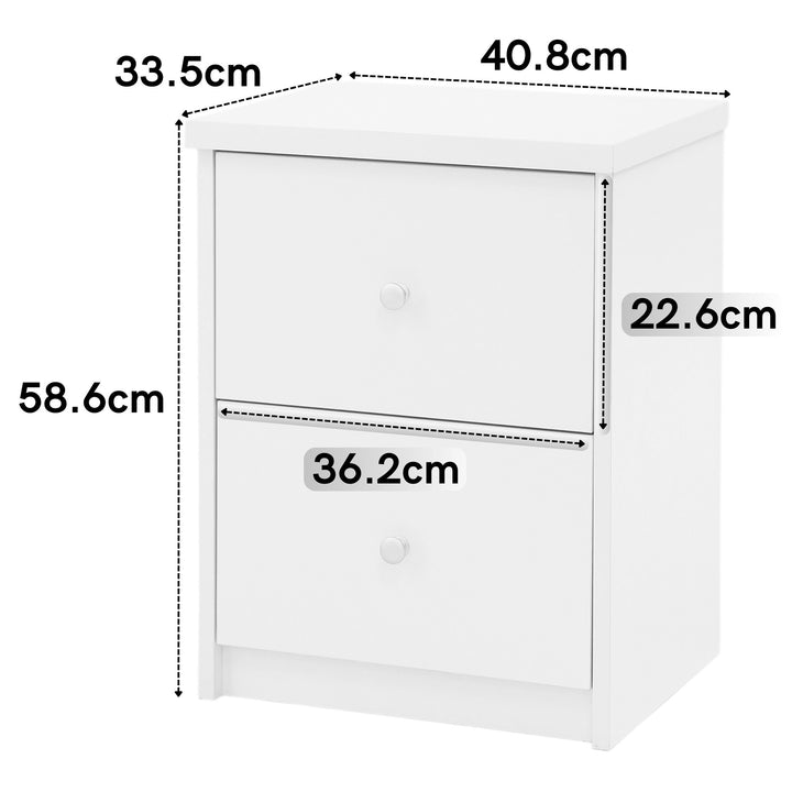 Erin - 2 Drawer Bedside Cabinet, White Foil Finish (Self Assembly) (DHD) Image 2