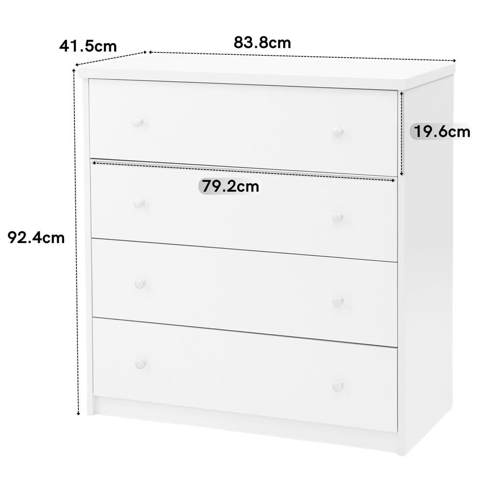 Erin - 4 Drawer Chest Of Drawers, White Foil Finish (Self Assembly) (DHD) Image 2