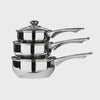 8 x Crosse 3pc Mirrored Stainless Steel Pan Set With Glass Lids (Delivery Extra) BulkBuy