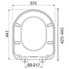 Euroshowers Grey D One Slow Close Toilet Seat 375mm