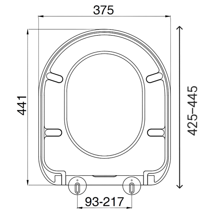 Euroshowers Grey D One Slow Close Toilet Seat 375mm