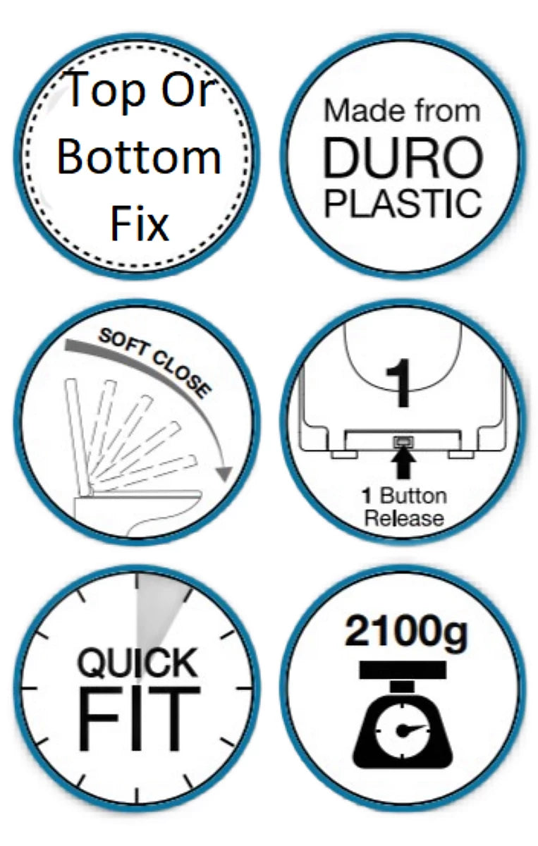 Euroshowers Grey D One Slow Close Toilet Seat 375mm