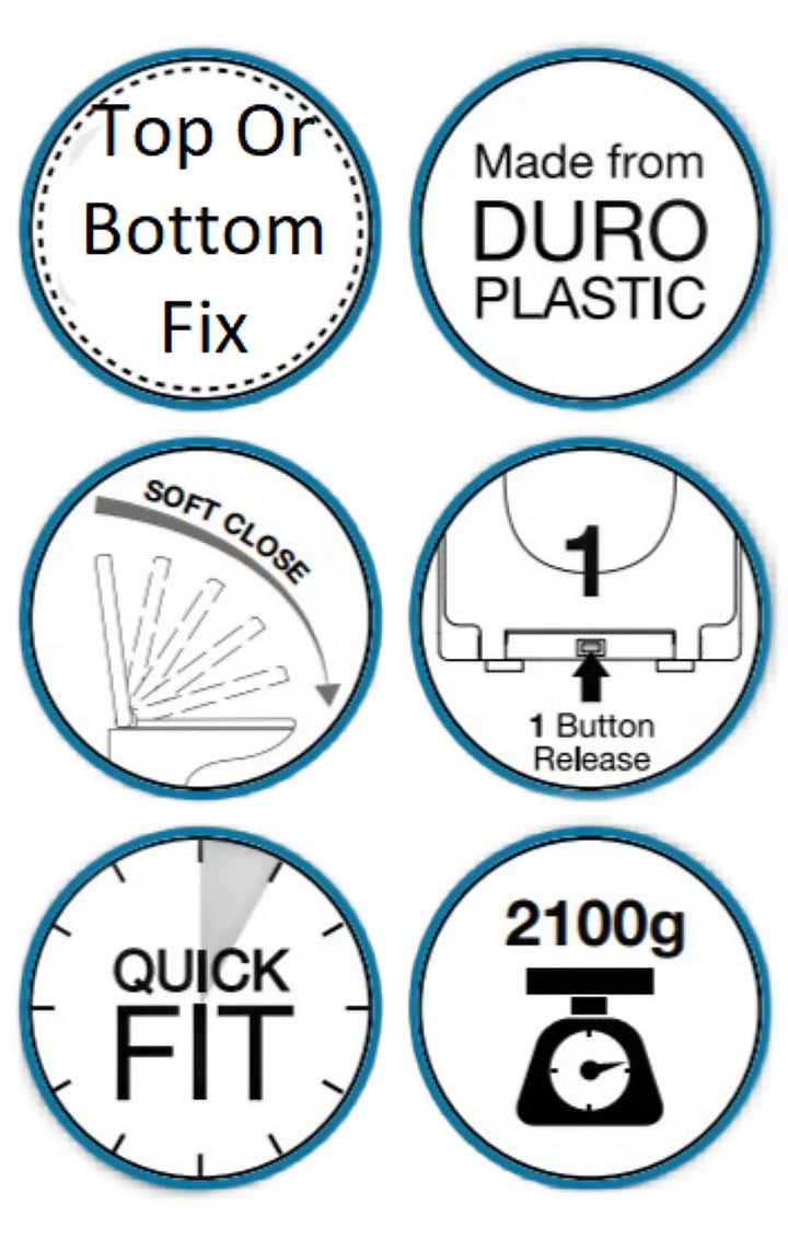 Euroshowers Grey D One Slow Close Toilet Seat 375mm