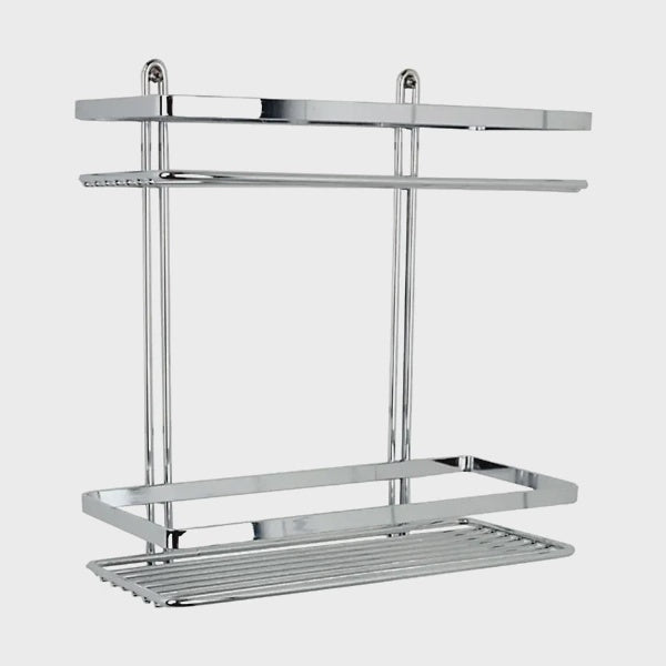 Euroshowers chrome double rectangular shower basket