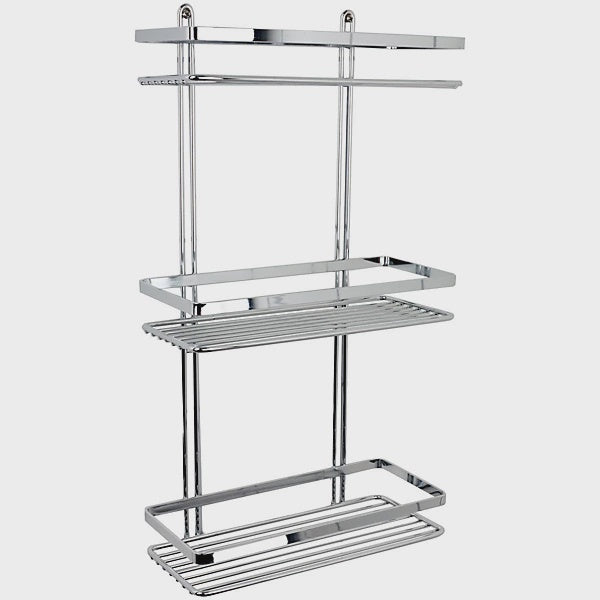 Euroshowers Stainless Steel Chrome Plated Triple Rectangular Basket