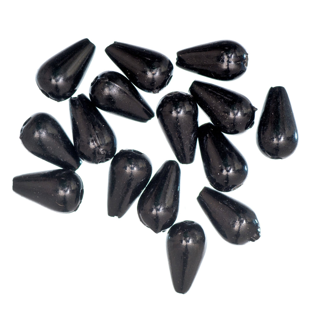 Beads: Pearl: Drops: 6 x 9mm: Black: 20