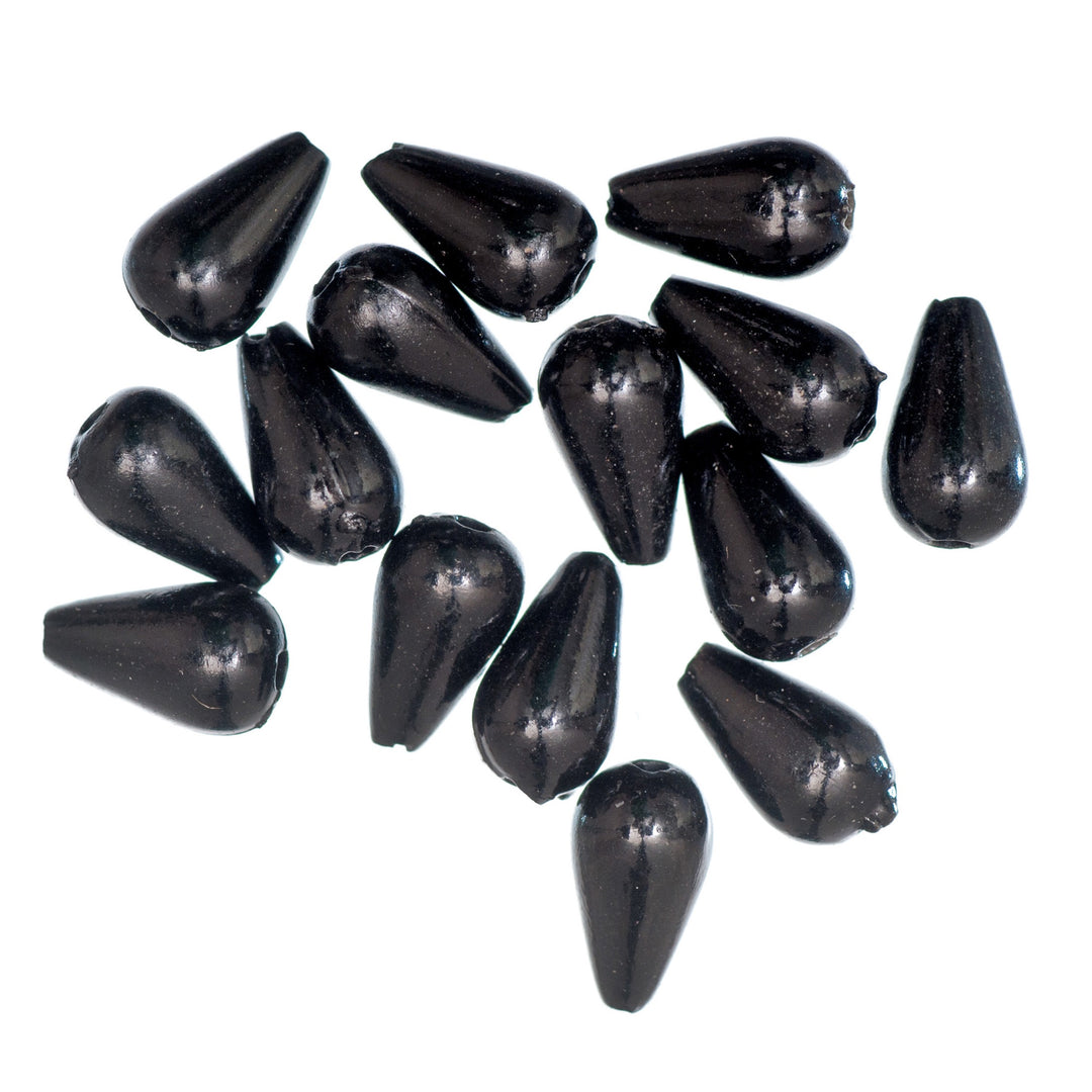 Beads: Pearl: Drops: 6 x 9mm: Black: 20