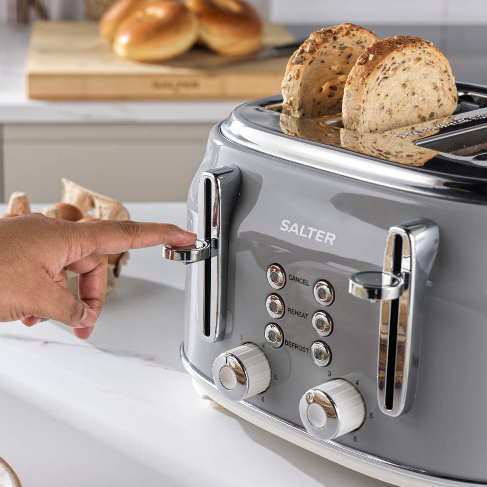 Salter Retro Grey 4 Slice Toaster with 6 Browning Levels