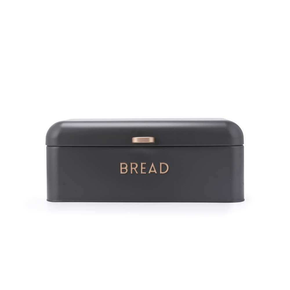 Salter Large Pebble Bread Bin - Charcoal with Brass Effect Letters
