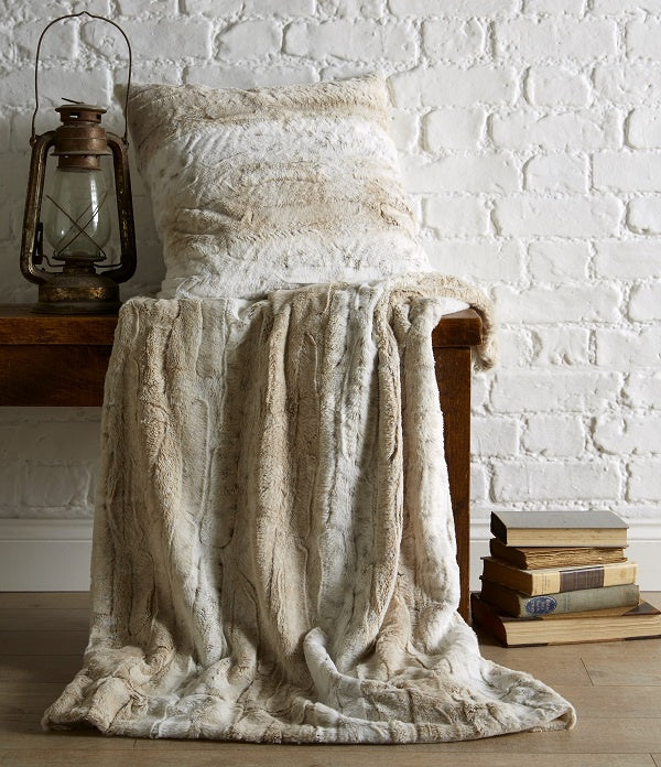 Snow leopard faux fur cushion cover