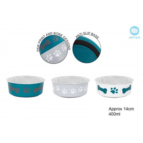 Small stainless steel pet bowl with anti-skid base