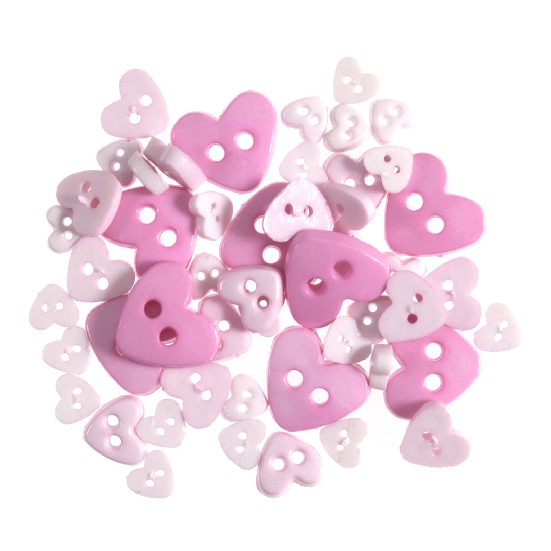 Buttons: Craft: Mini: Hearts: Pink: 2.5g