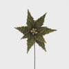 50cm Gold Glitter Poinsettia Stem Green