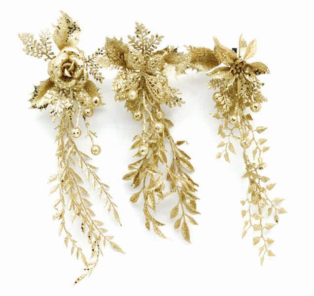 20cm Glitter Clip On Pick Gold