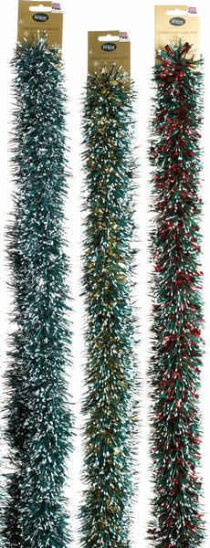 200cm x 10cm 3 Asstd Green With White Tip Tinsel