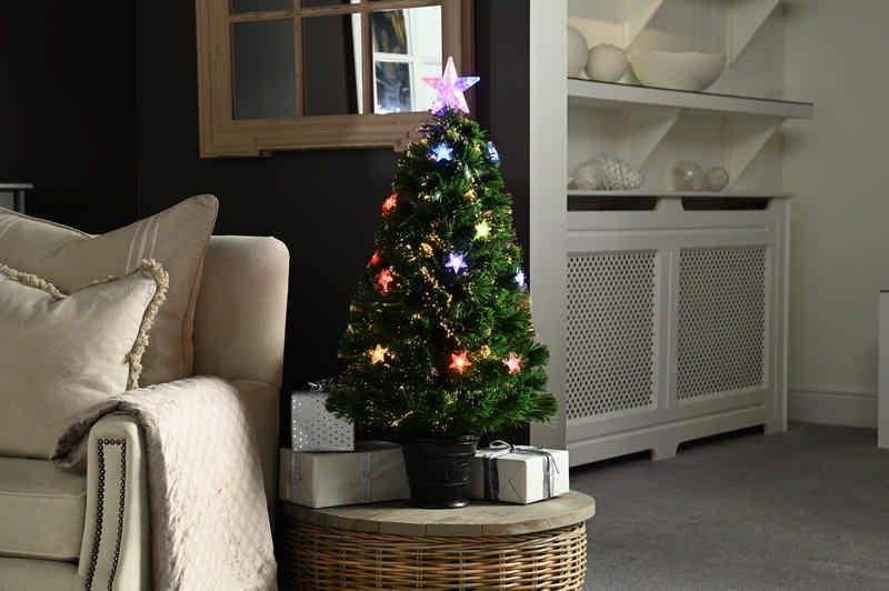 90cm Multicolour Star Fibre Optic Tree