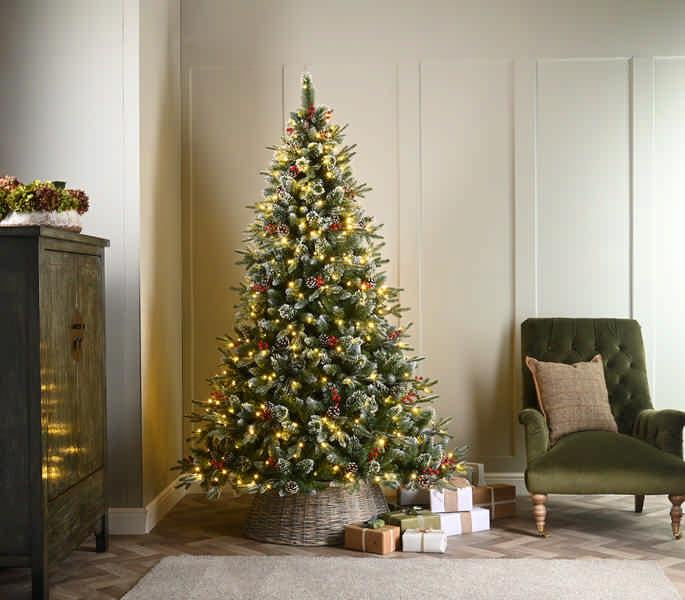 180cm Pre-Lit Juniper Frost Fir Tree