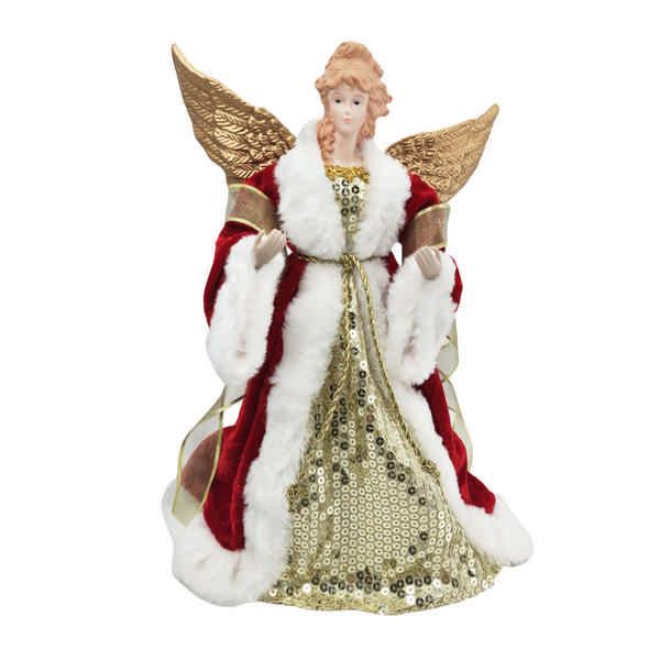 30cm Gold With Red Coat Angel Tree Topper