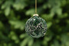 8cm Green Glass Ball - Flocked Petals