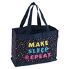 Craft Bag: Shoulder Tote (L): with Embroidered Slogan: Navy Stars