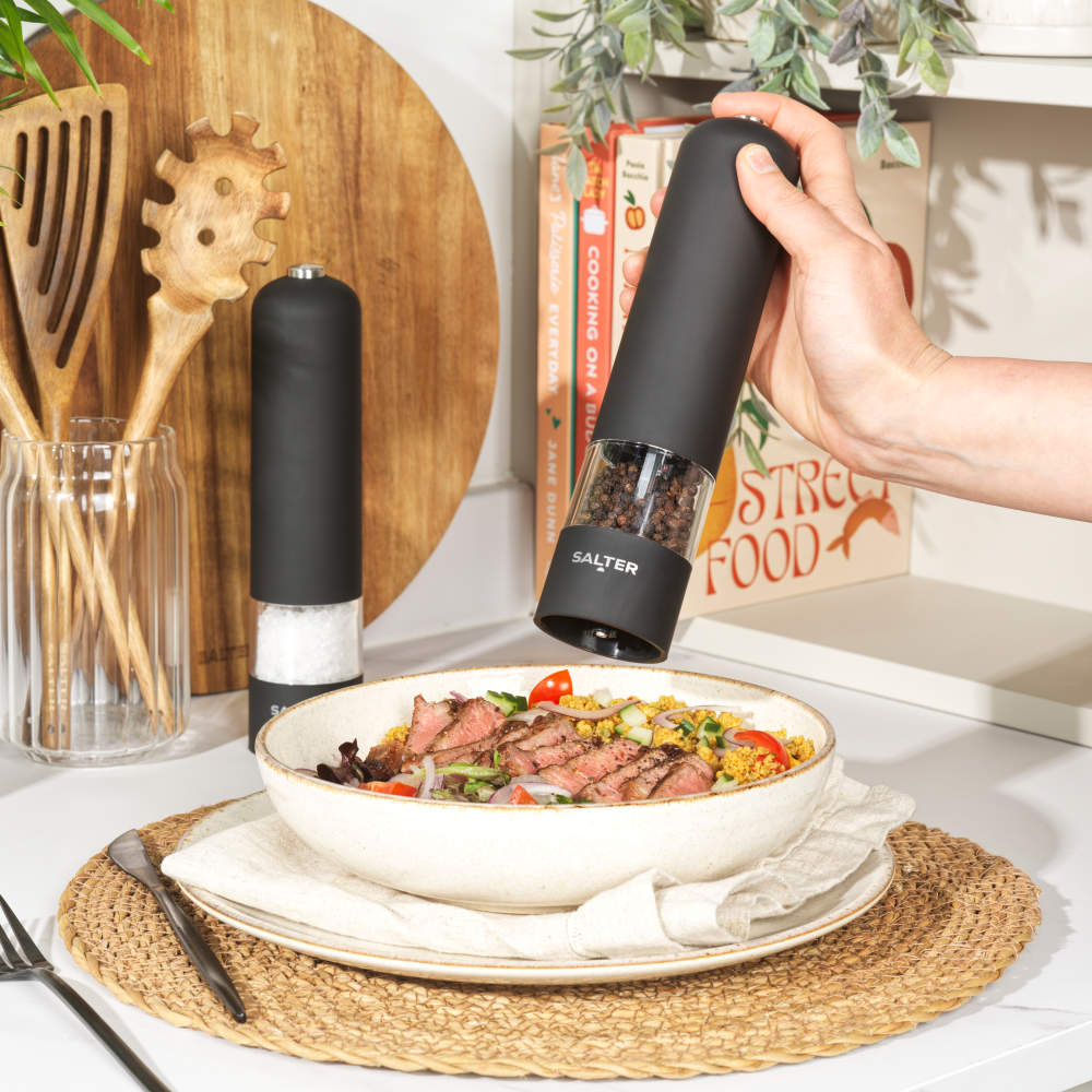 Salter Electronic Salt &amp; Pepper Mills Set - Matt Black
