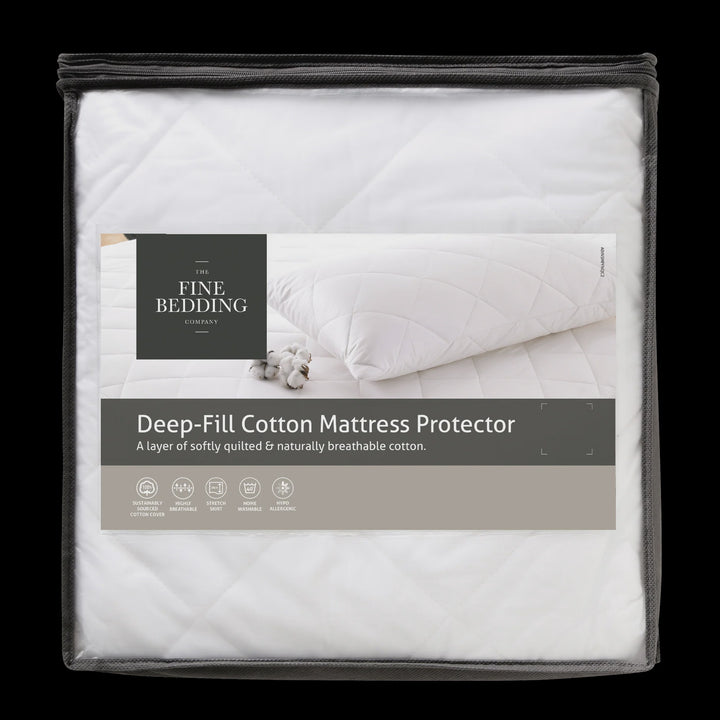 The Fine Bedding Company Deep Fill Quilted Cotton Mattress Protector Double