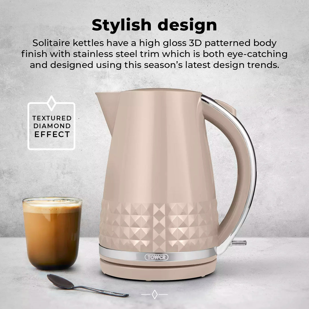 Tower Solitaire 1.5L 3KW Kettle Latte Chrome Accents T10075SMSH