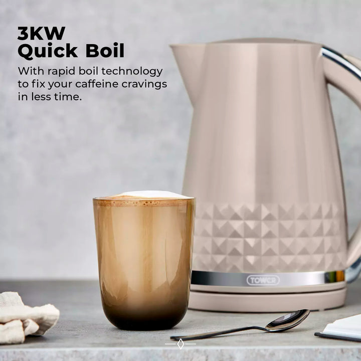 Tower Solitaire 1.5L 3KW Kettle Latte Chrome Accents T10075SMSH