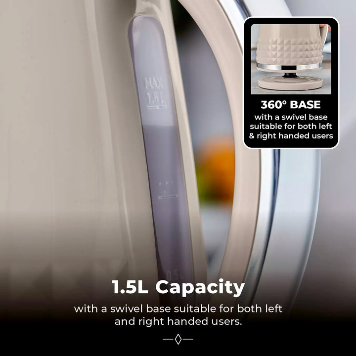 Tower Solitaire 1.5L 3KW Kettle Latte Chrome Accents T10075SMSH