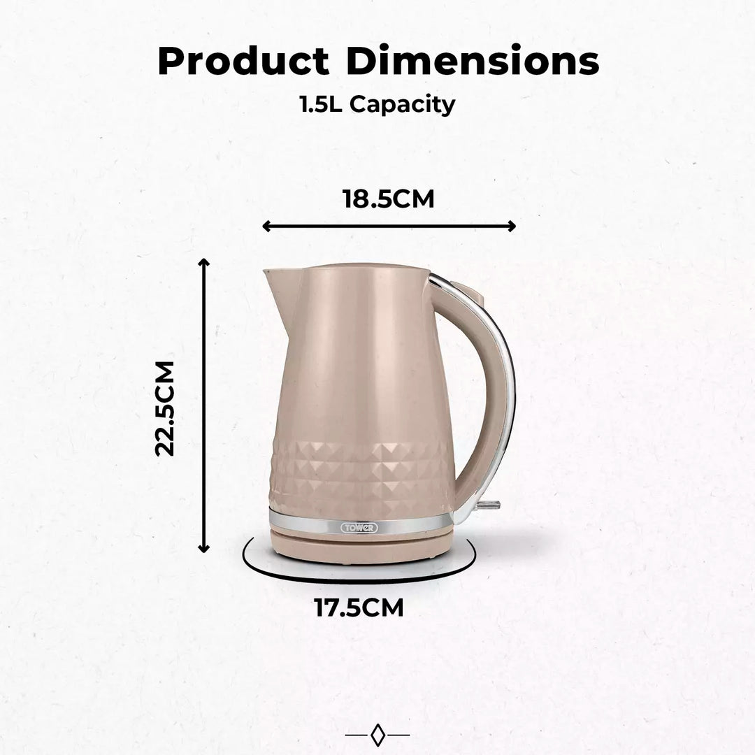 Tower Solitaire 1.5L 3KW Kettle Latte Chrome Accents T10075SMSH