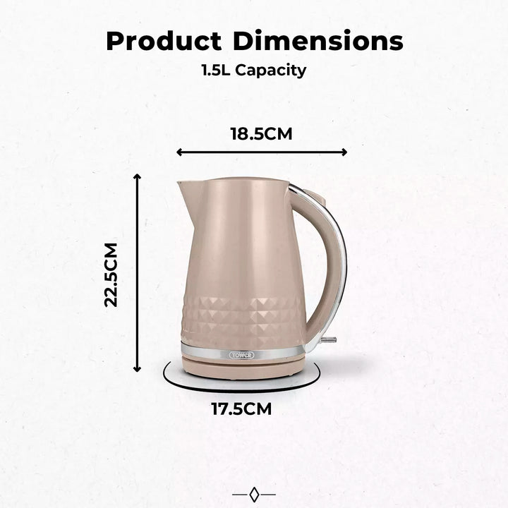 Tower Solitaire 1.5L 3KW Kettle Latte Chrome Accents T10075SMSH
