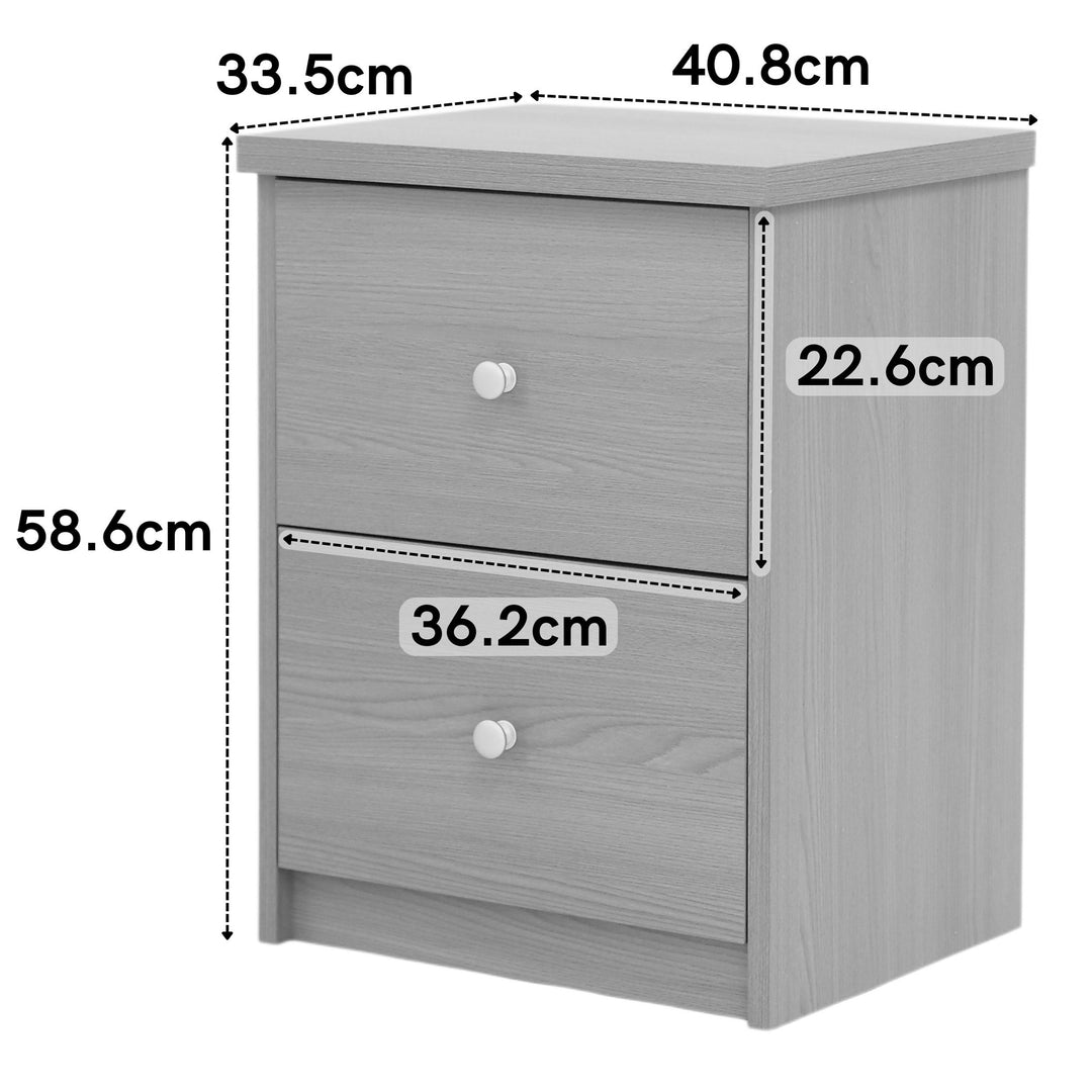 Freya - 2 Drawer Bedside Cabinet, Oak Foil Finish (Self Assembly) (DHD) Image 2