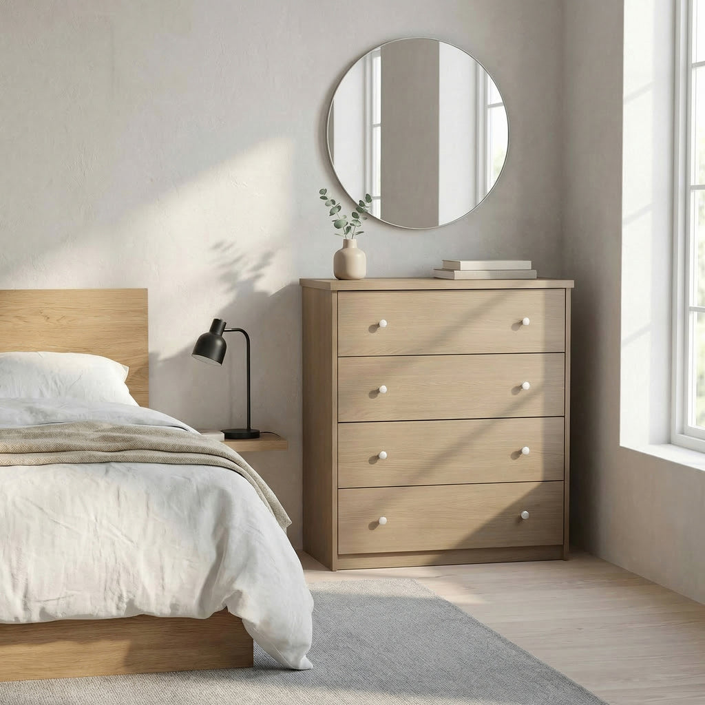 Freya - 4 Drawer Chest Of Drawers, Oak Foil Finish (Self Assembly) (DHD) Image 1