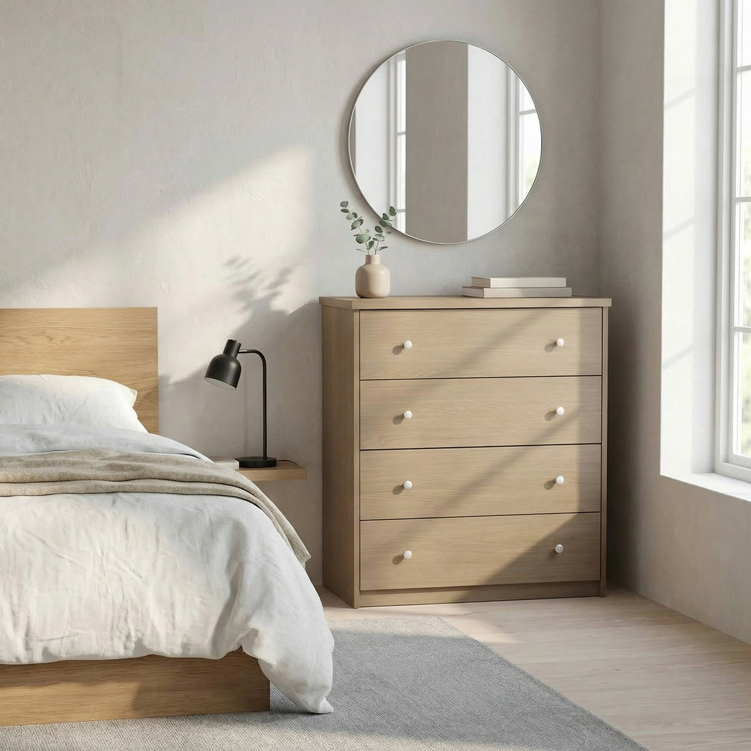 Freya - 4 Drawer Chest Of Drawers, Oak Foil Finish (Self Assembly) (DHD) Image 1