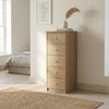 Freya - 5 Drawer Narrow Chest Of Drawers, Oak Foil Finish (Self Assembly) (DHD) Image 1