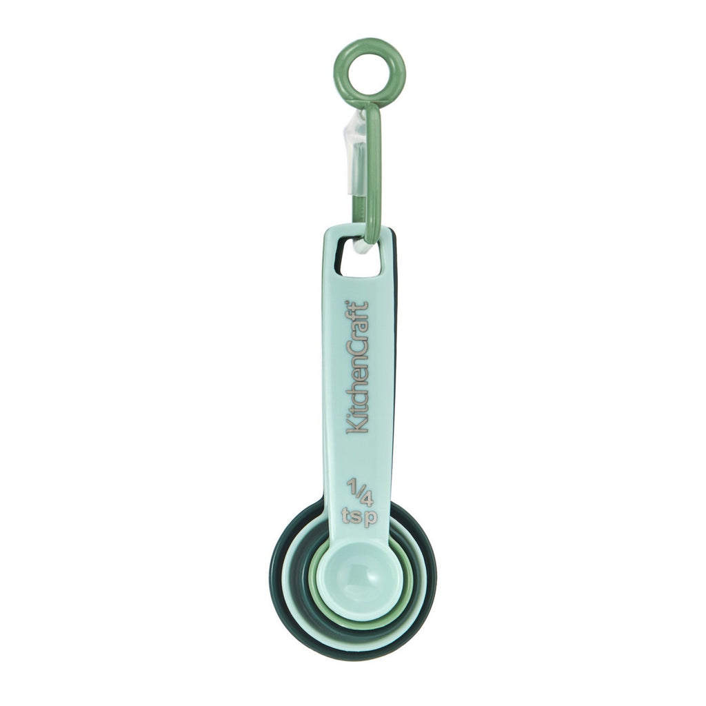 KitchenCraft 5pc Space Saving Nesting Measuring Spoons, Green and Blue