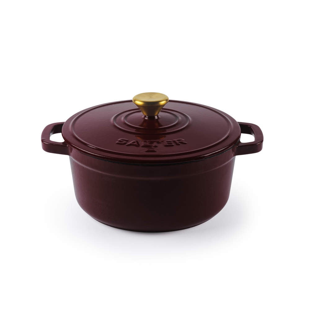 Salter Chester 24cm Cast Iron Casserole Pot - Red Enamel Coated