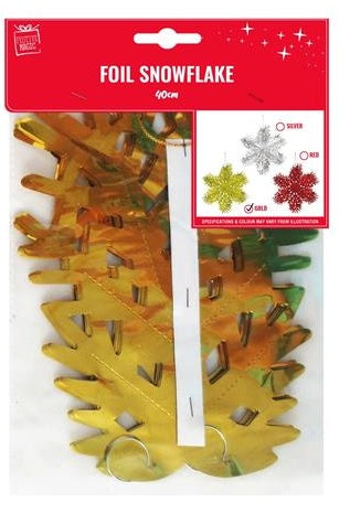 40cm Foil Hanging Snowflake Gold (U)