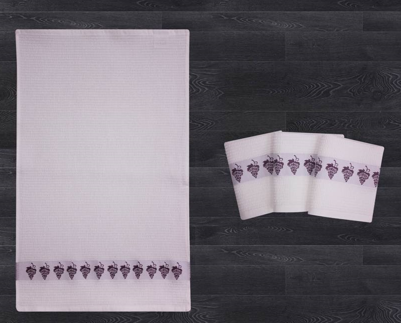 Waffle Fruit Border 2 Pack Tea Towel Grapes