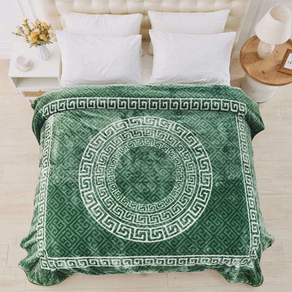 Apollo Greek Key Mink Throw 150cm x 200cm Green
