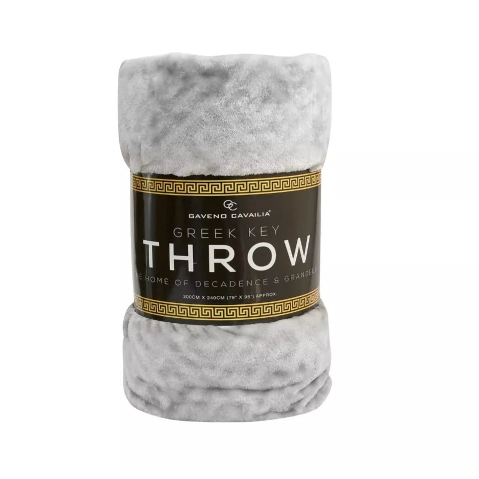 Apollo Greek Key Mink Throw 150cm x 200cm Grey
