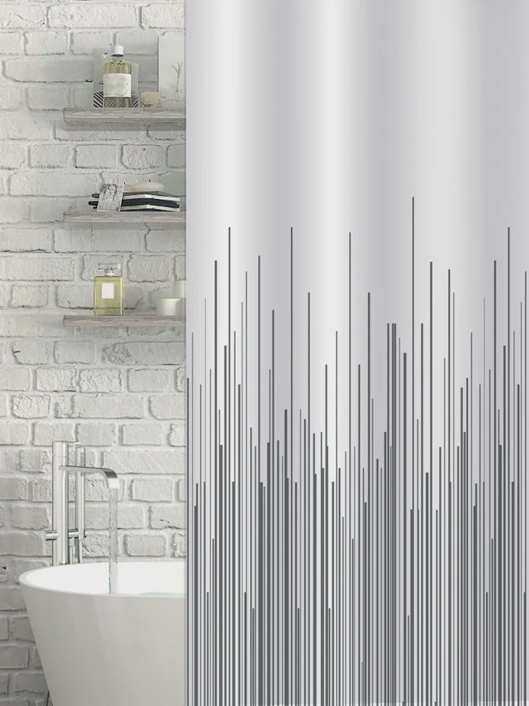 Showerdrape City Stripes 100% Polyester Shower Curtain 180 X 180cm Charcoal