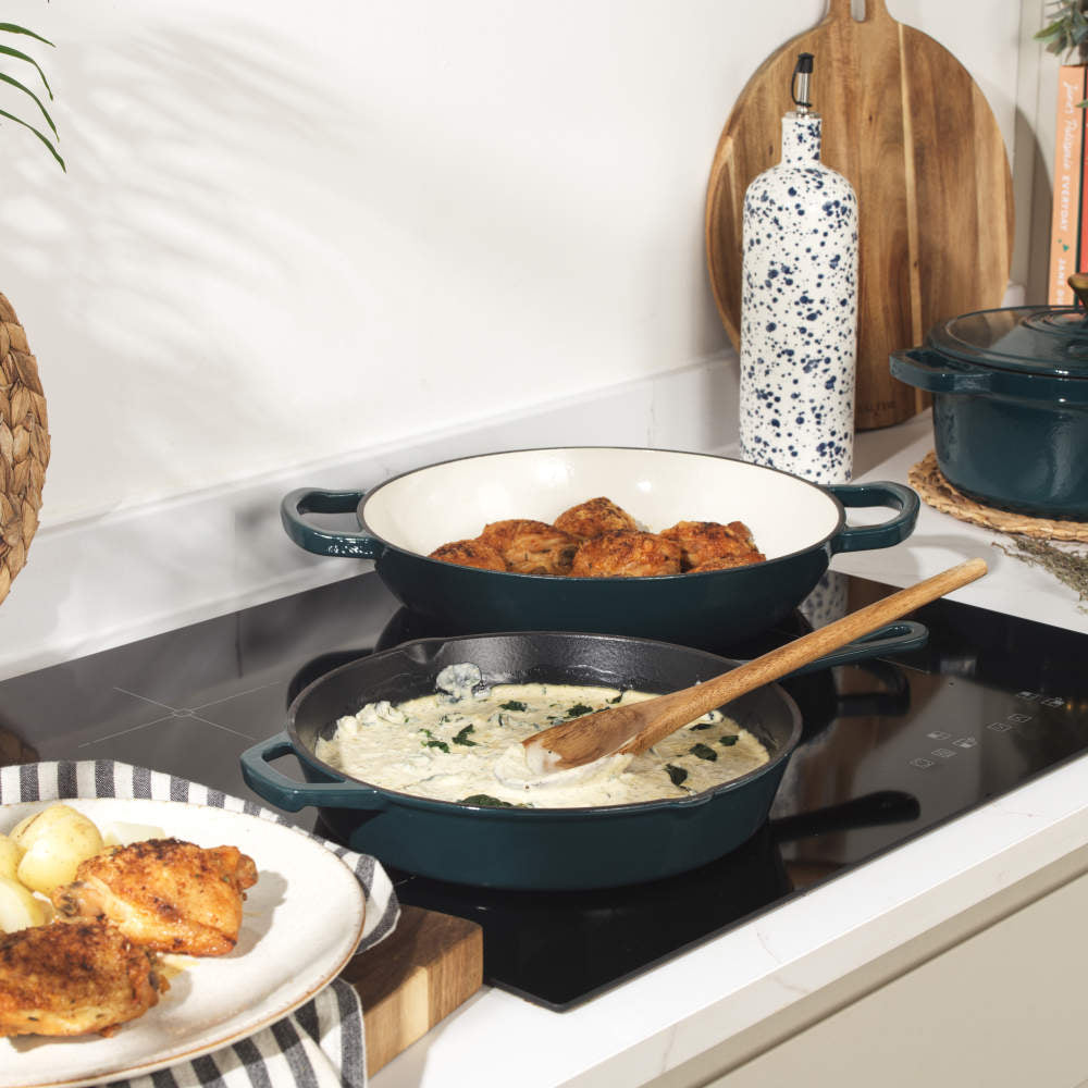 Salter Chester 26cm Cast Iron Skillet Frying Pan Green