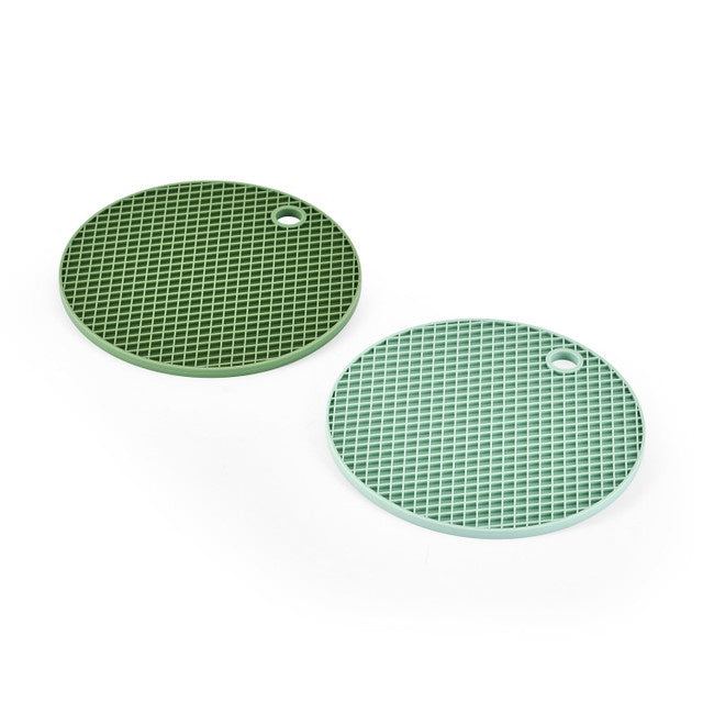 KitchenCraft Silicone 20cm Round Trivet,  Green