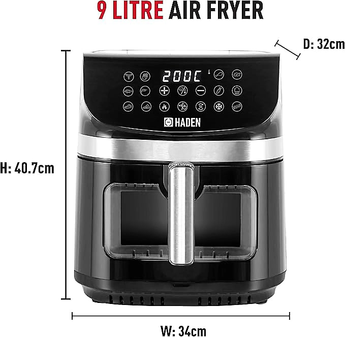Haden 9L Digital Air Fryer - Large Airfryer with 10 Preset Cooking Functions