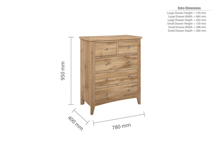 Birlea Hampstead 3 + 2 Chest (Self Assembly) (DHD)