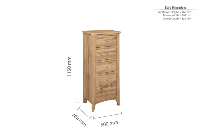 Birlea Hampstead 5 Drawer Tall Chest (Self Assembly) (DHD)